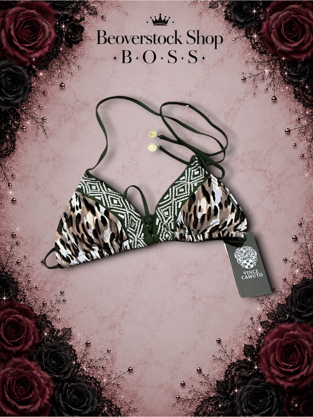 New NWT Vince Camuto Animal Print Bikini Swim Top – XS